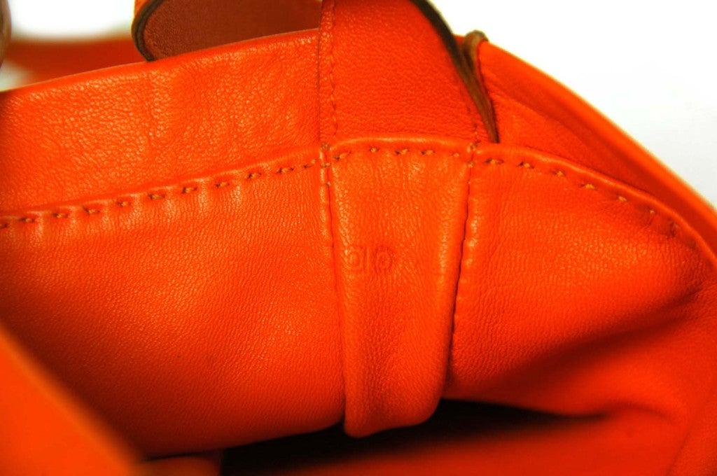 HERMES Orange Leather Perforated 'Clou De Selle' Crossbody Bag 4