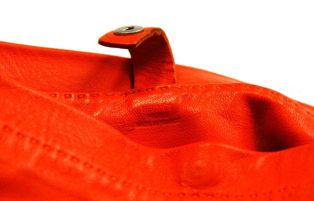 HERMES Orange Leather Perforated 'Clou De Selle' Crossbody Bag 6