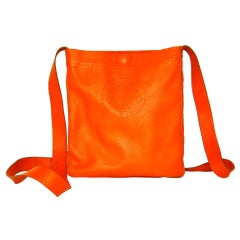 HERMES Orange Leather Perforated 'Clou De Selle' Crossbody Bag