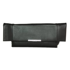 CELINE Black Leather Flap Clutch