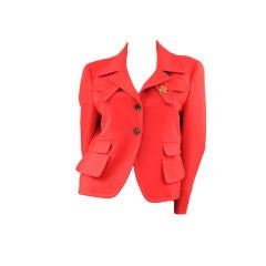 GUCCI RED LONG SLEEVE JACKET W/CLOVER PIN