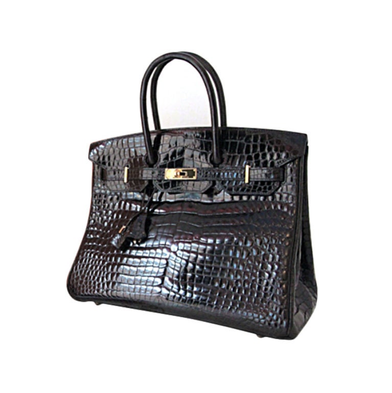 Hermes Black Porosus Crocodile 35 Cm Birkin Bag