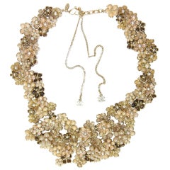 CHANEL 2010 Limited Edition Beige Pague Camellia Bib Necklace rt. $10,500 12