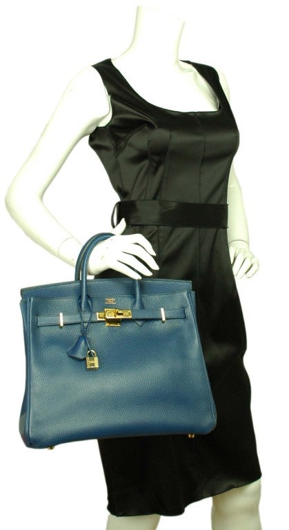 HERMES Marine Bleu Ardennes Leather 32cm HAC Birkin Bag 4