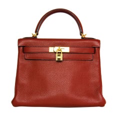 HERMES Rouge Rouge 28cm Kelly Sac avec bandoulière