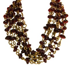 Chanel 1984 Seven Strand Red Gripoix Necklace 2