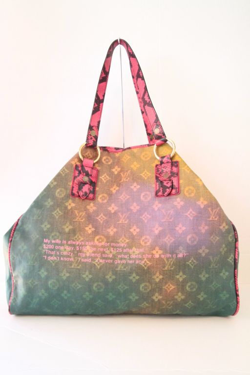 This rare LOUIS VUITTON Monogram Jokes Duderanch Bag is a limited edition, and it is a must-have for every collector.  It created in 2008 by the collaboration of Marc Jacobs and American artist Richard prince. <br />
<br />
The bag is made from