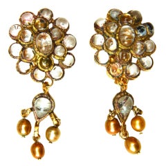 CHANEL Gripoix Clip-On Earrings with Dangling Detail