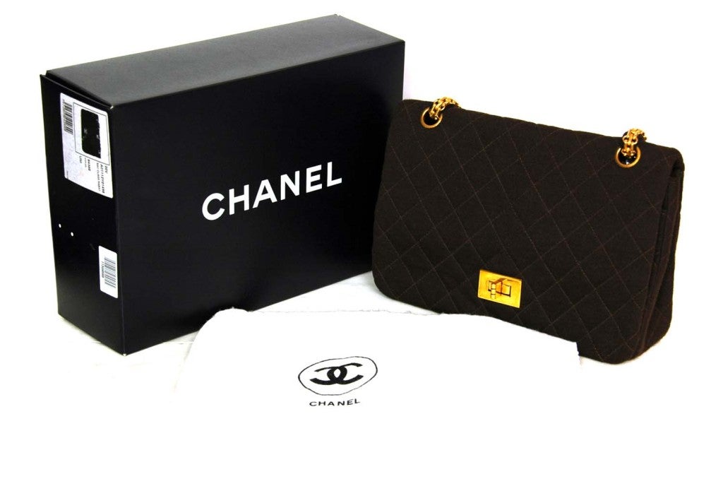 Chanel Vintage Brown Jersey Flap with Mirror
Age: 1957

