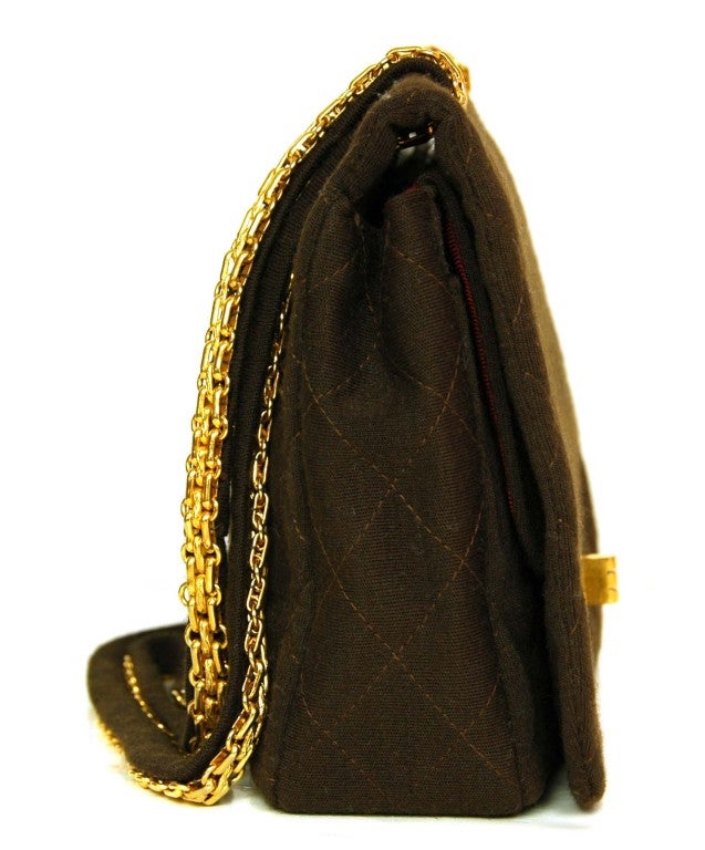 Women's CHANEL Vintage Brown Jersey Flap with Mirror