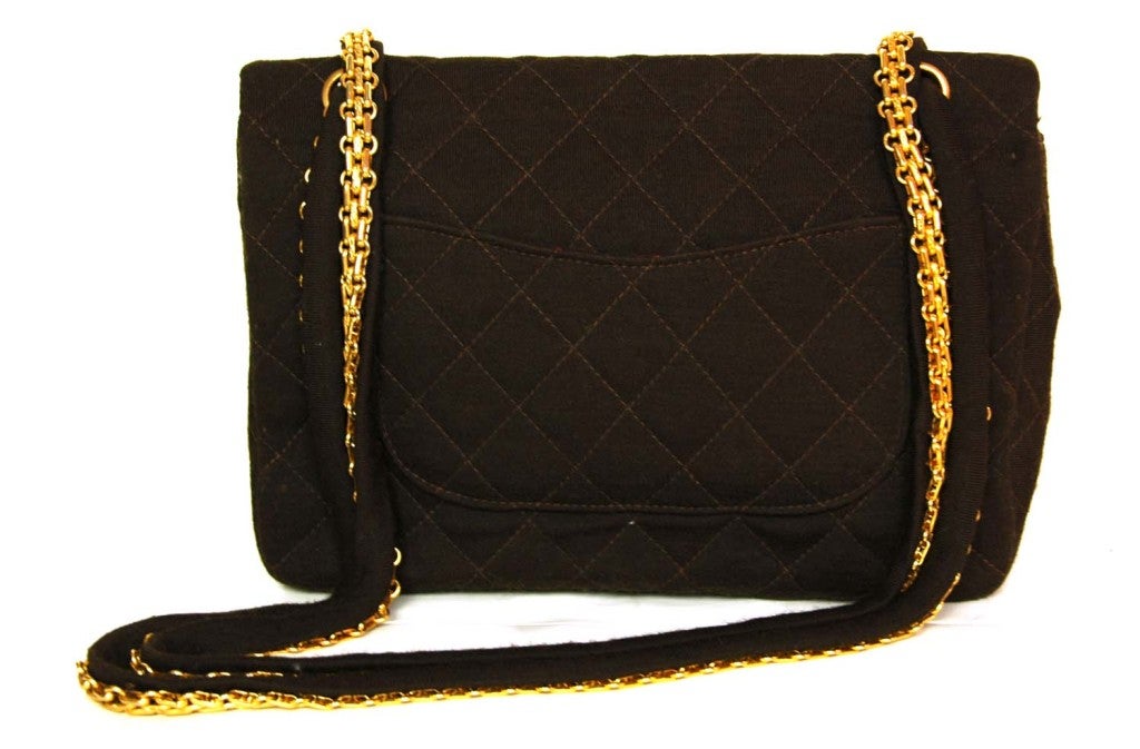 CHANEL Vintage Brown Jersey Flap with Mirror 1