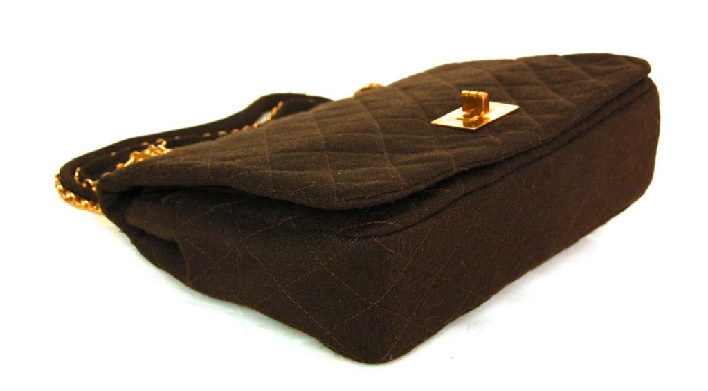 CHANEL Vintage Brown Jersey Flap with Mirror 2