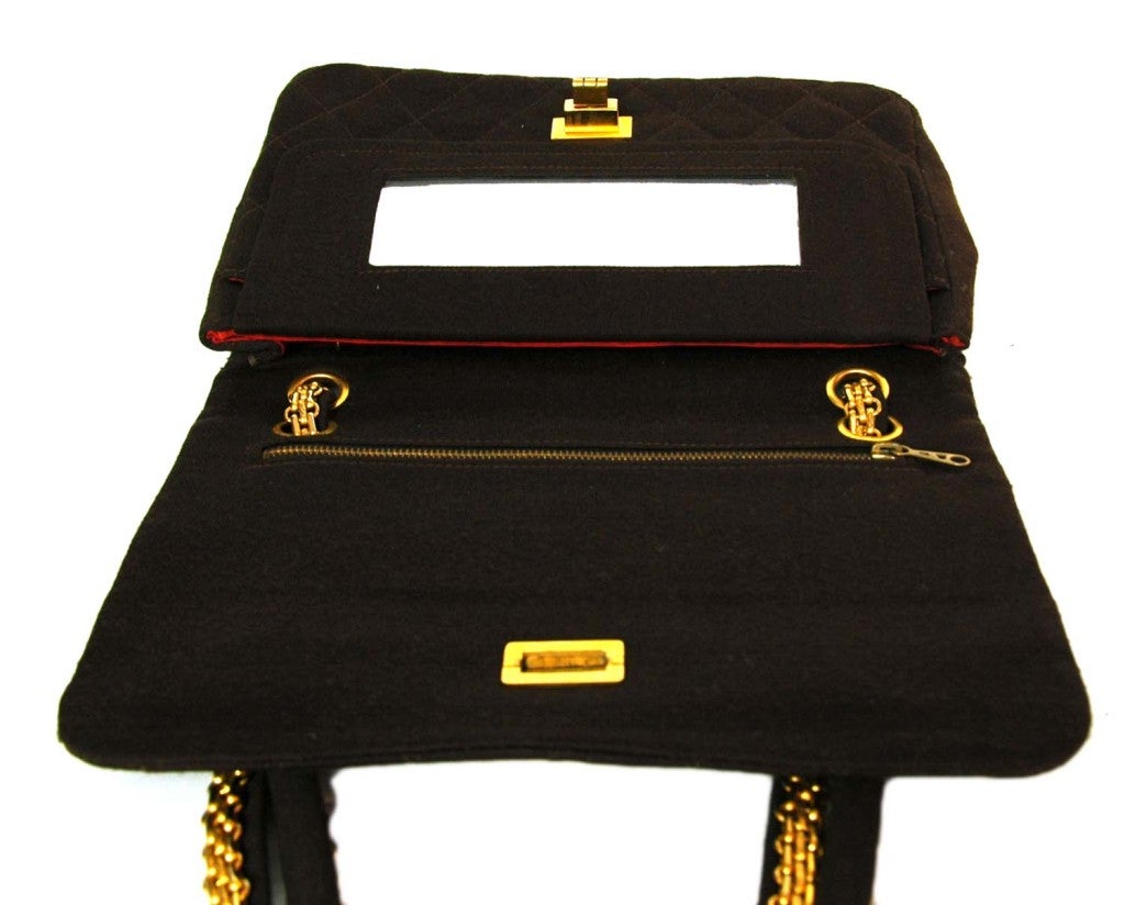 CHANEL Vintage Brown Jersey Flap with Mirror 3
