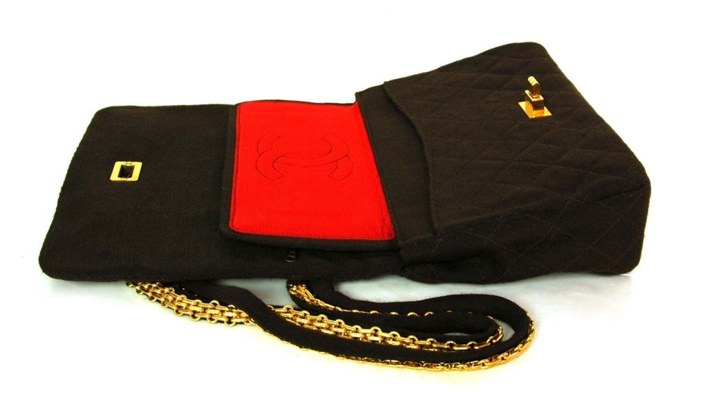 CHANEL Vintage Brown Jersey Flap with Mirror 4