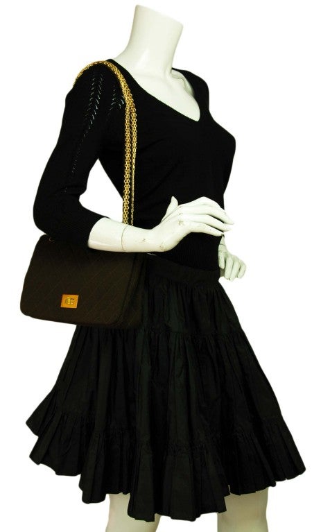 CHANEL Vintage Brown Jersey Flap with Mirror 6