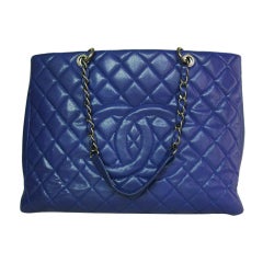 CHANEL Periwinkle Blue Caviar Leather XL Shopper Tote Bag