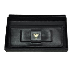 PRADA Black Leather Wallet With Front Bow(Retail $495)
