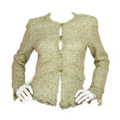 CHANEL Tweed Jacket with Lame Thread Fringes