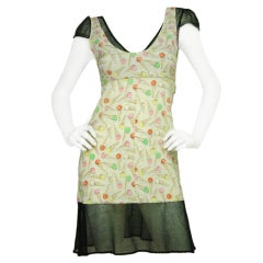 CHANEL Ice Cream Print Dress with Black Sheer Inset