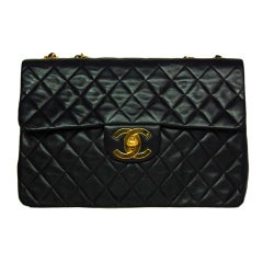 CHANEL Black Vintage Quilted Lambskin MAXI Bag