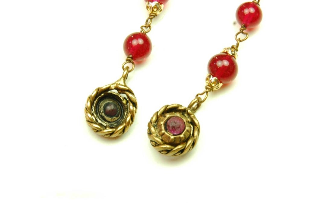 Chanel Vintage Goldtone Necklace W/ Gripoix Medallion & Tassels 4