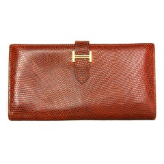 HERMES Brown Lizard Bearn Wallet