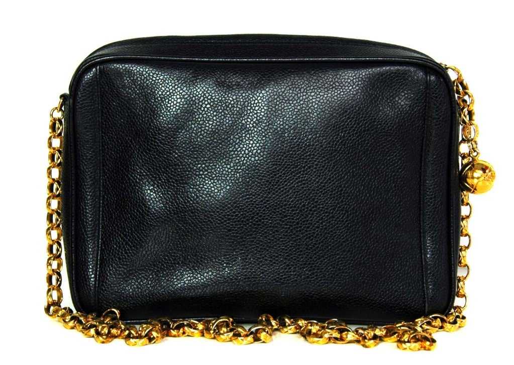 CHANEL Black Caviar Leather Vintage Camera Bag at 1stDibs
