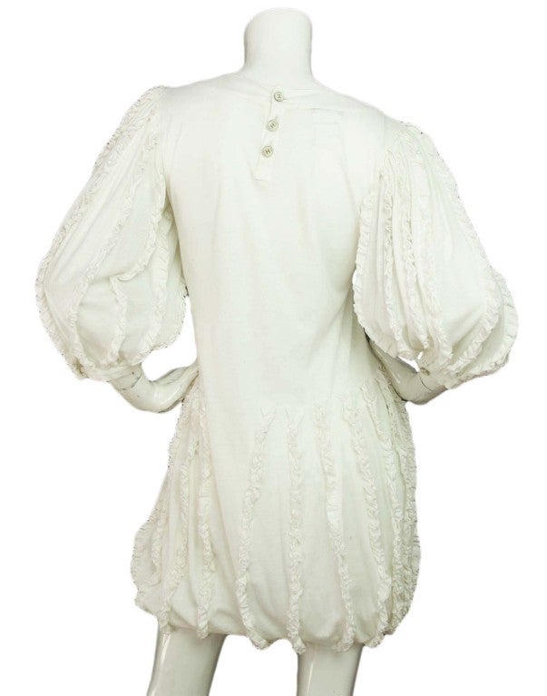 CHANEL White Cotton Ruffle Dress at 1stDibs