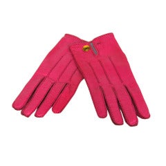 HERMES Pink Leather Gloves