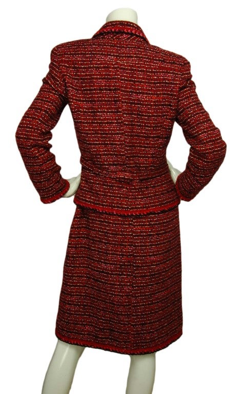 chanel red tweed dress