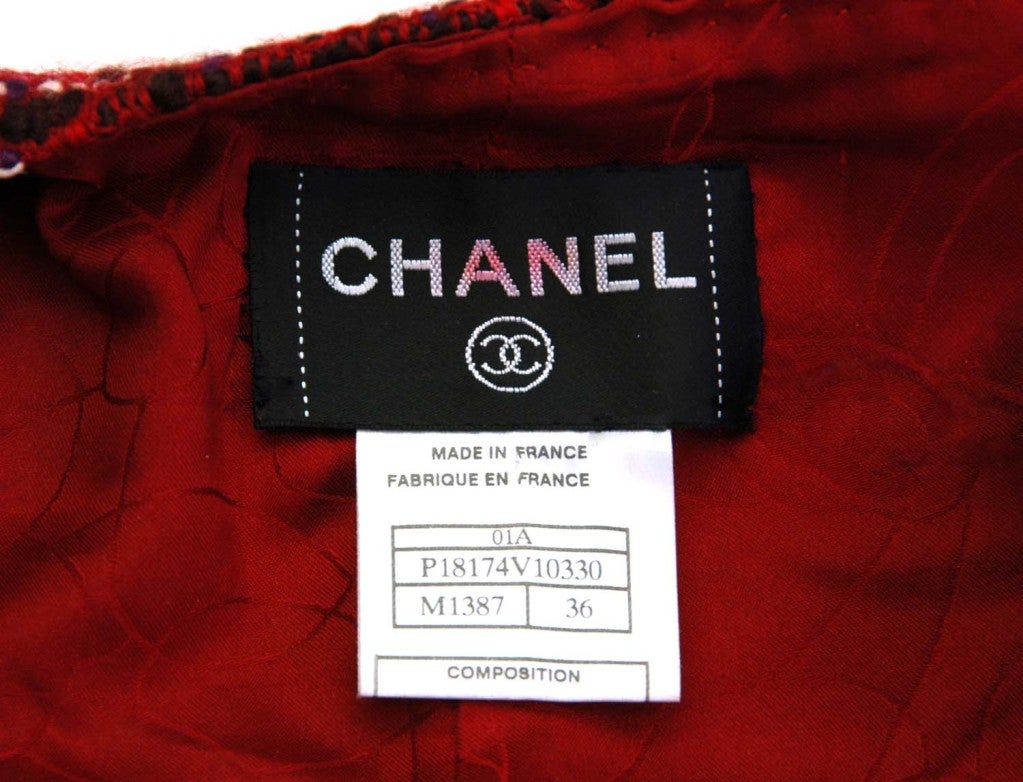 Women's CHANEL Red Tweed Sleeveless Dress with Jacket