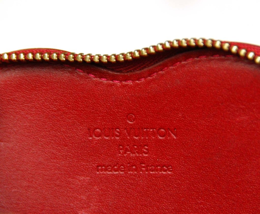 LOUIS VUITTON Red Monogram Vernis Leather Heart Coin Purse at 1stdibs