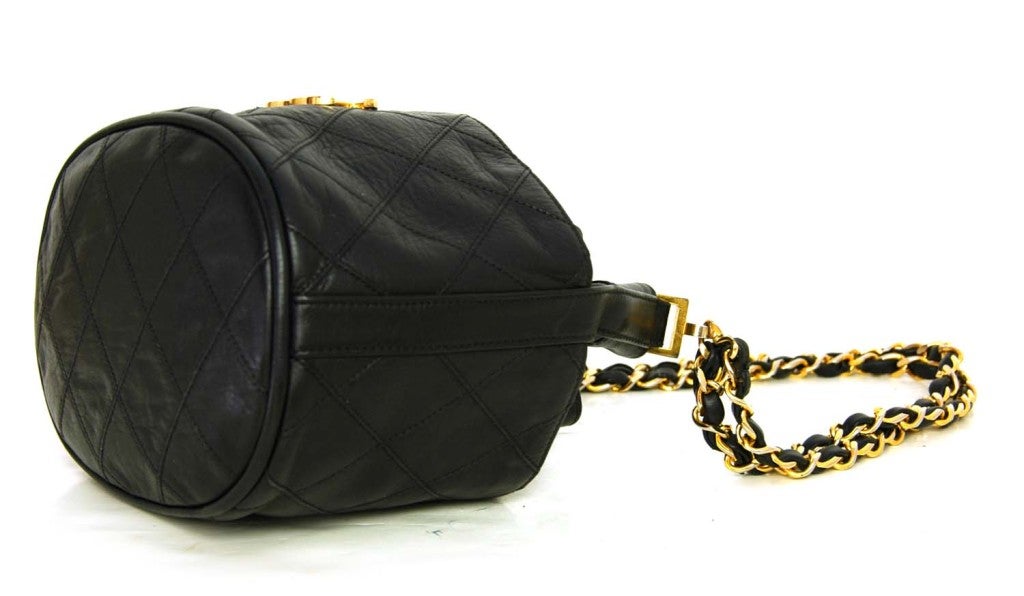 CHANEL Black Leather Mini Drawstring Bag 1