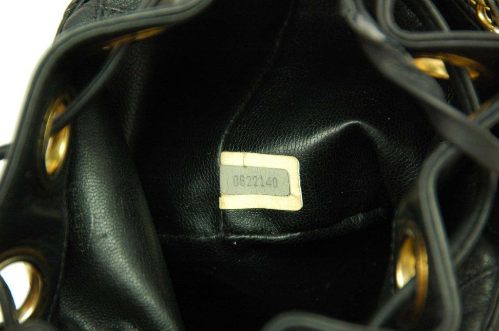 CHANEL Black Leather Mini Drawstring Bag 4