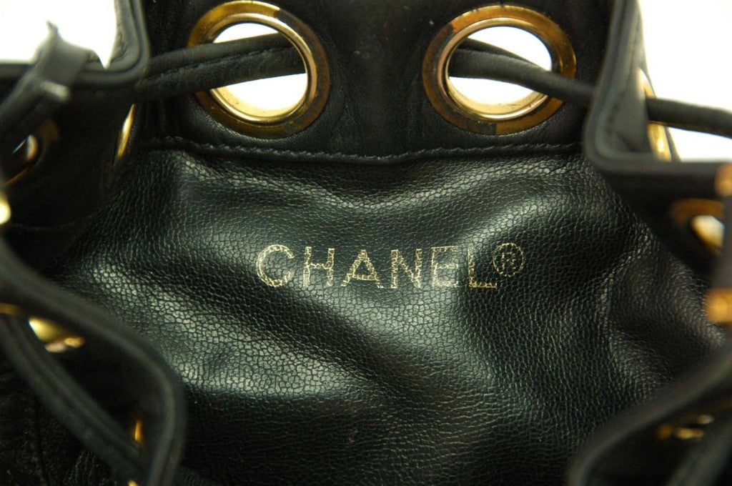 CHANEL Black Leather Mini Drawstring Bag 5