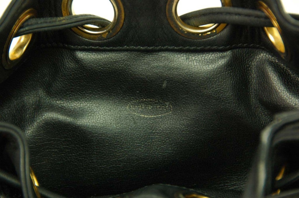 CHANEL Black Leather Mini Drawstring Bag 6