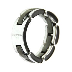 CHANEL J12 White Gold and Black Ceramic Link 'Ultra' Ring sz. 8.5