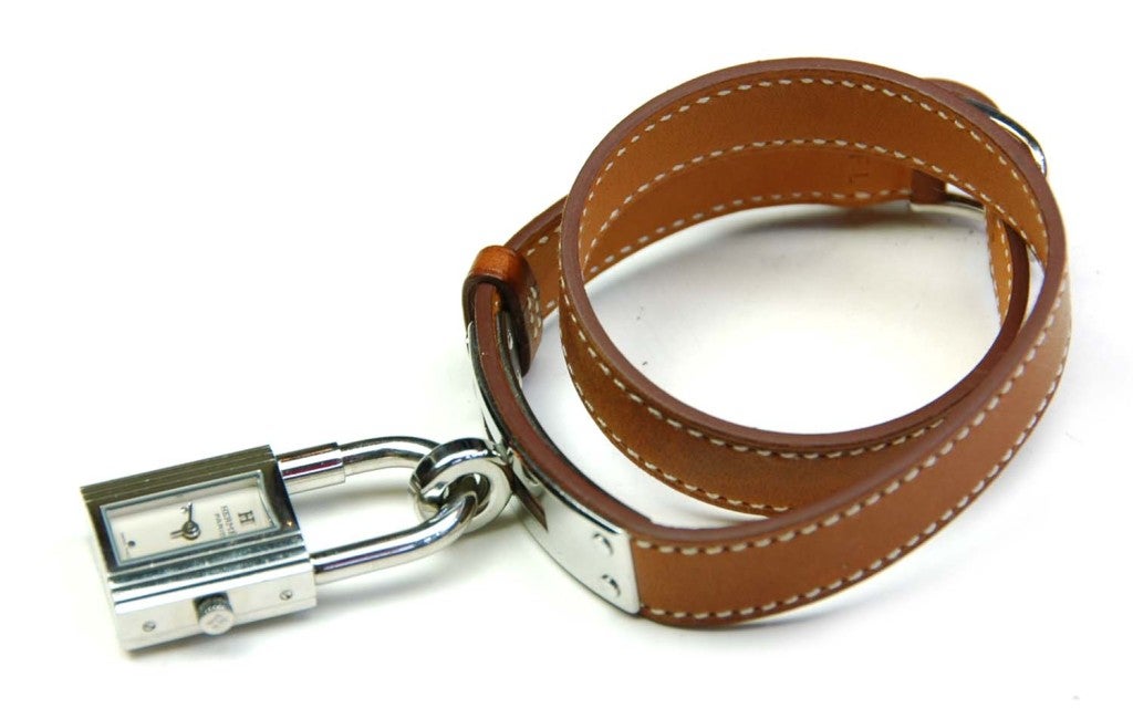 Women's Hermes Lady's Stainless Steel Kelly Wrap Band Wristwatch