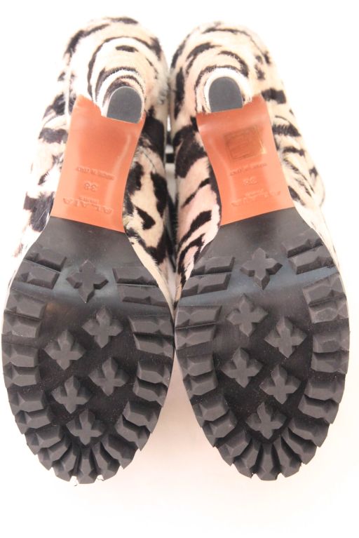 ALAIA Snow Leopard Pony Hair Platform Hiking Boots - sz 38 1
