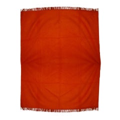 HERMES Orange Cashmere Throw with Fringes