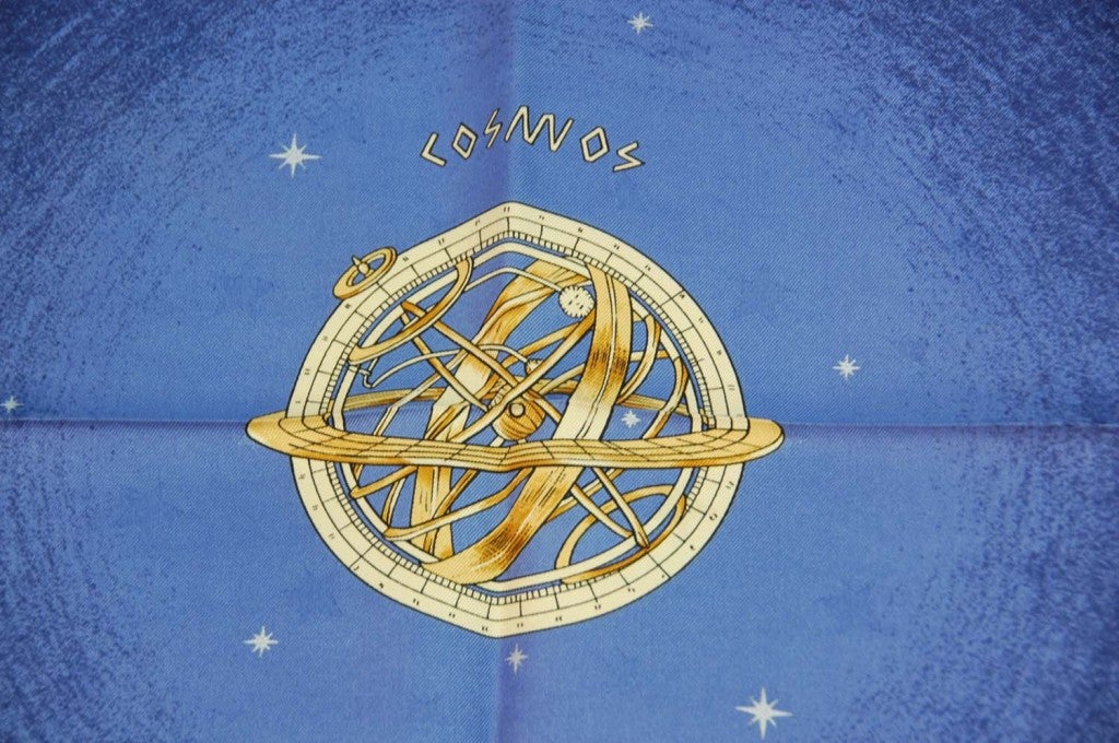 HERMES Navy Cosmos Schal mit Pferden und Sternen 4