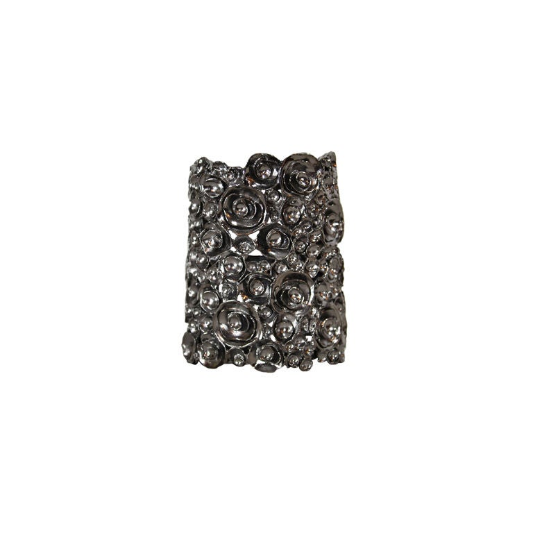 Yves Saint Laurent Silver Flower Cuff