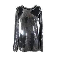 Balmain Black and Silver Sequined Shirt