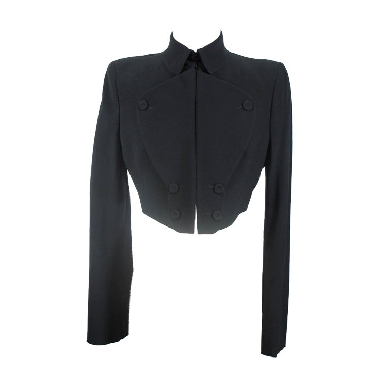 Alexander McQueen Black Cropped Jacket at 1stdibs