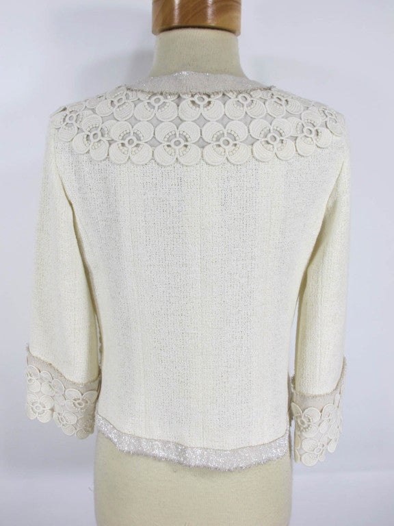 Chanel White Cotton Tweed Jacket 1