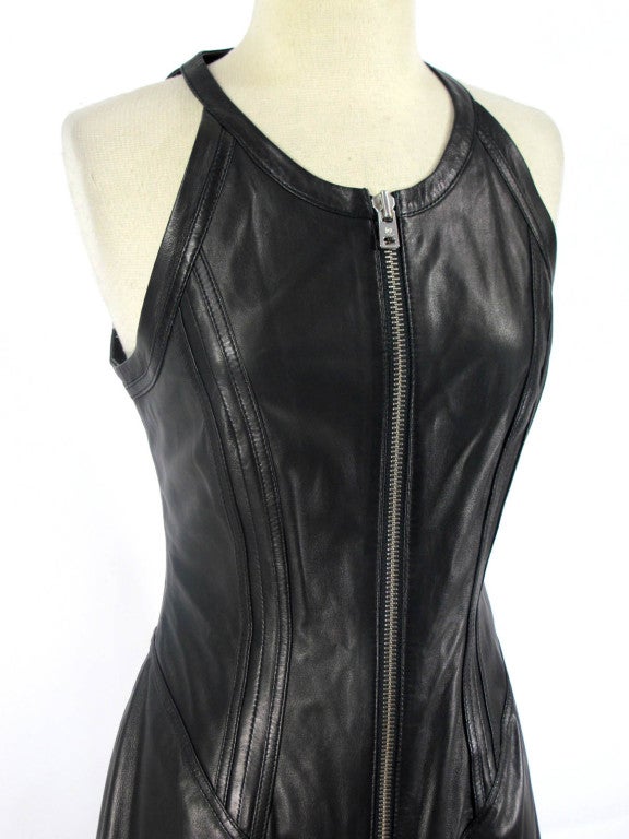 Alexander McQueen Black Leather Dress 1