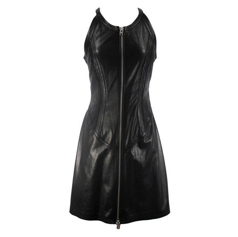 Alexander McQueen Black Leather Dress