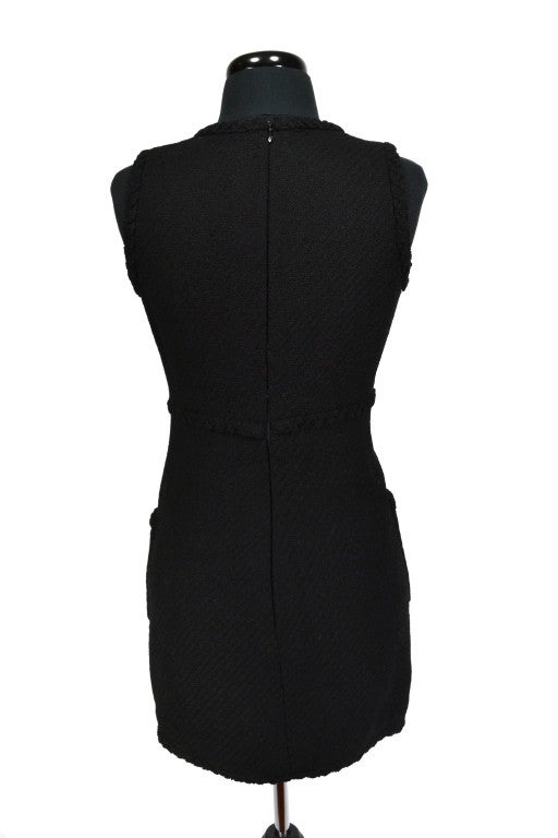 Chanel 60's Black Wool Tweed Sleeveless Dress at 1stDibs