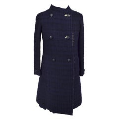 Vintage Chanel 70's Haute Couture Navy Shearling Skirt Suit