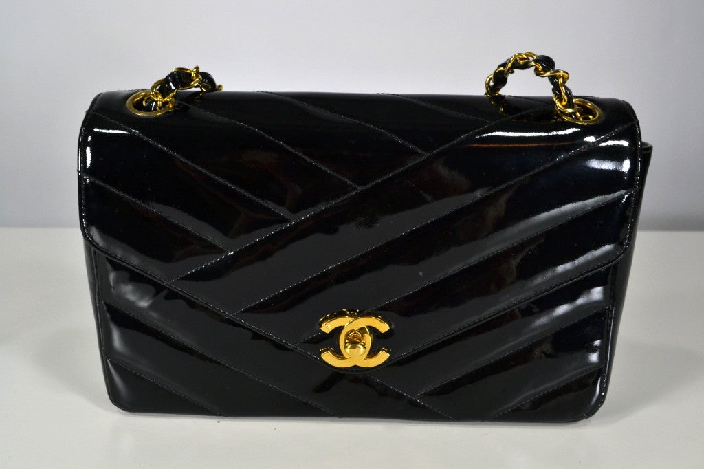 Chanel Black Patent Leather Bag 2